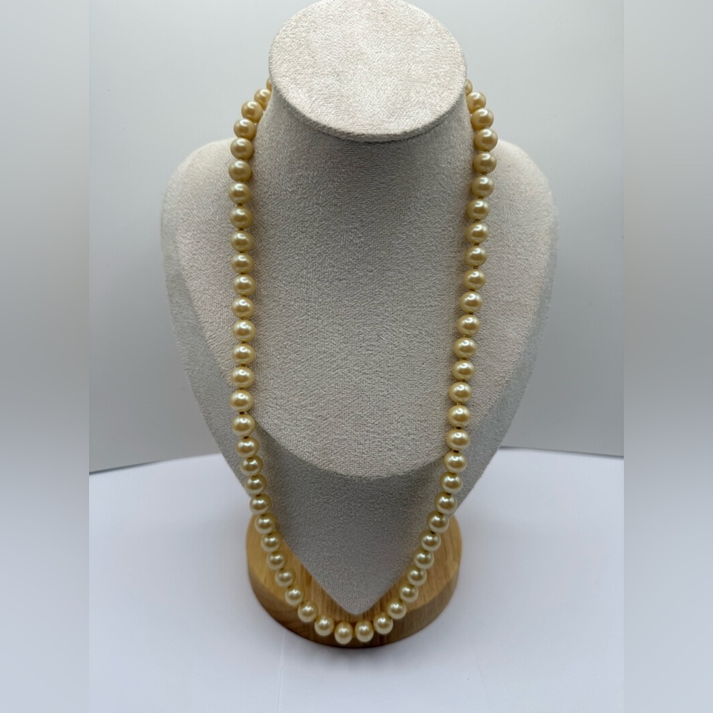 Vintage Faux Pearl Necklace 21” Knotted 925 Sterling Clasp Graduated
